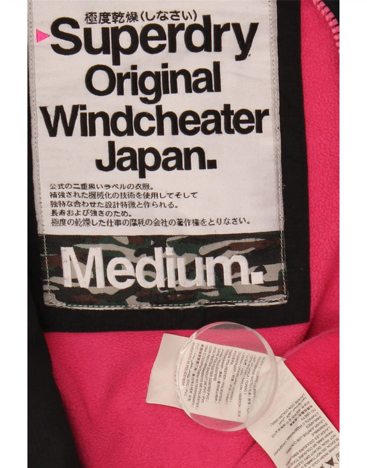 Superdry Windcheater Graphic Windbreaker Jacket pentru femei UK 14 Medium Black