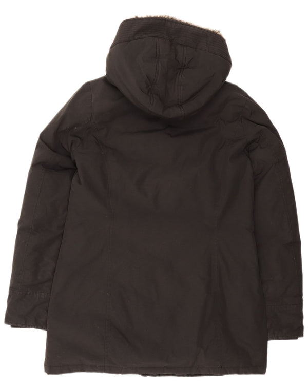 Jachetă căptușită cu glugă Woolrich pentru femei UK 14, bumbac mediu negru