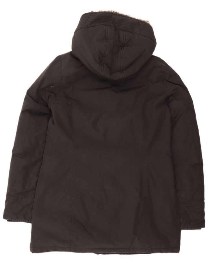 Jachetă căptușită cu glugă Woolrich pentru femei UK 14, bumbac mediu negru