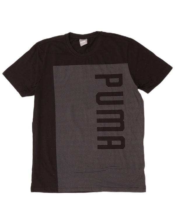 Tricou grafic Puma pentru băieți, cu croiala normală, 15-16 ani, 2XL, negru, cu dungi