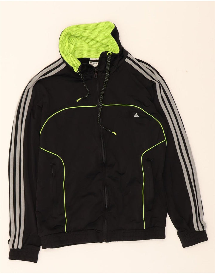 ADIDAS Mens Graphic Tracksuit Top Jacket UK 40/42 Medium Black Polyester Vintage Adidas and Second-Hand Adidas from Messina Hembry 