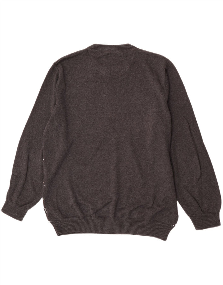 Pulover pentru bărbați Fynch Hatton, cu gât crew, 2XL, bumbac gri Argyle/Diamond