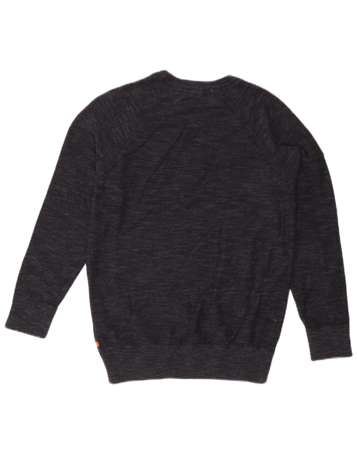 SUPERDRY Mens Boat Neck Jumper Sweater Medium Navy Blue Flecked Cotton Vintage Superdry and Second-Hand Superdry from Messina Hembry 