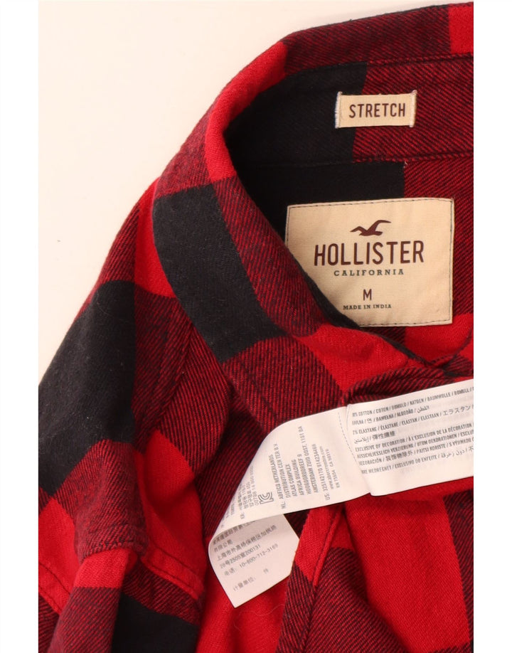 Cămașă Hollister pentru bărbați din flanel, roșu mediu, bumbac vichy