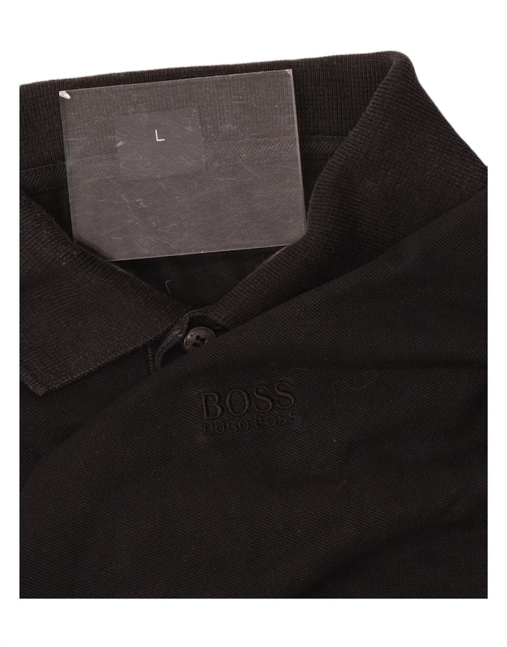 Tricou polo pentru bărbați Hugo Boss, bumbac negru mare