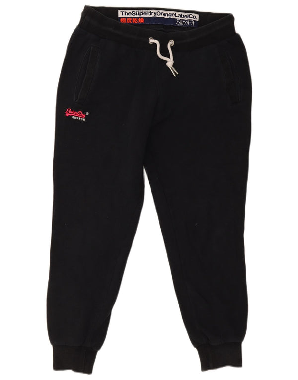 SUPERDRY Womens Slim Fit Tracksuit Trousers Joggers UK 12 Medium Black