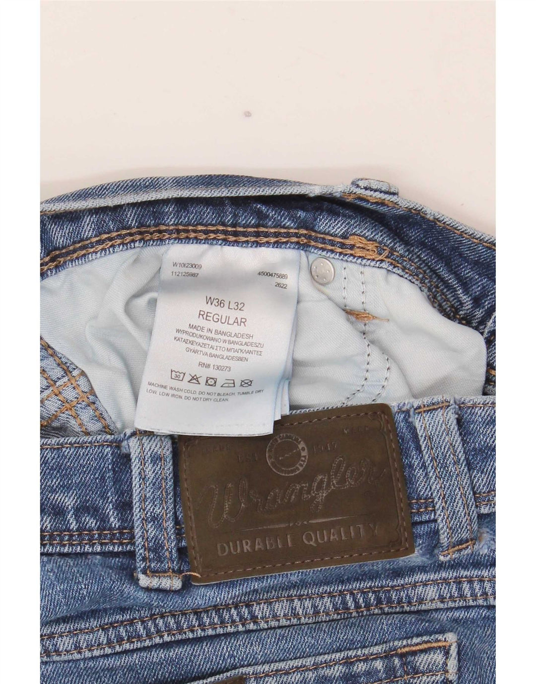 Blugi drepti pentru bărbați Wrangler W36 L32 Bumbac albastru