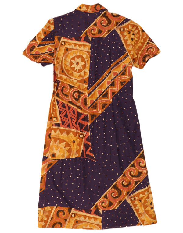 Rochie vintage pentru femei în linie A UK 14 Maro Mediu Geometric