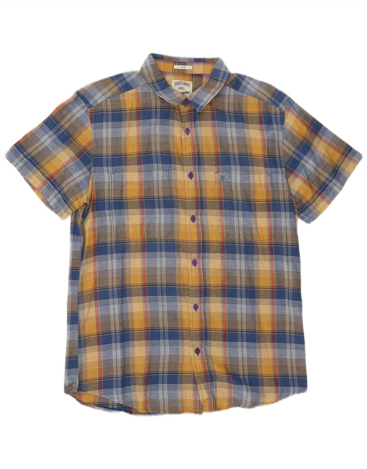 Cămașă subțire cu mânecă scurtă Wrangler pentru bărbați, bumbac cu carouri albastre mari