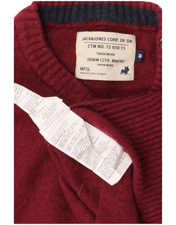 JACK & JONES Pulover pentru bărbați cu decolteu rotund din bumbac burgundă mediu