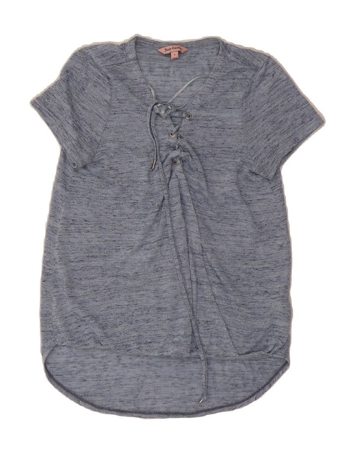 JUICY COUTURE Womens Blouse Top UK 10 Small Blue Flecked Rayon Vintage Juicy Couture and Second-Hand Juicy Couture from Messina Hembry 