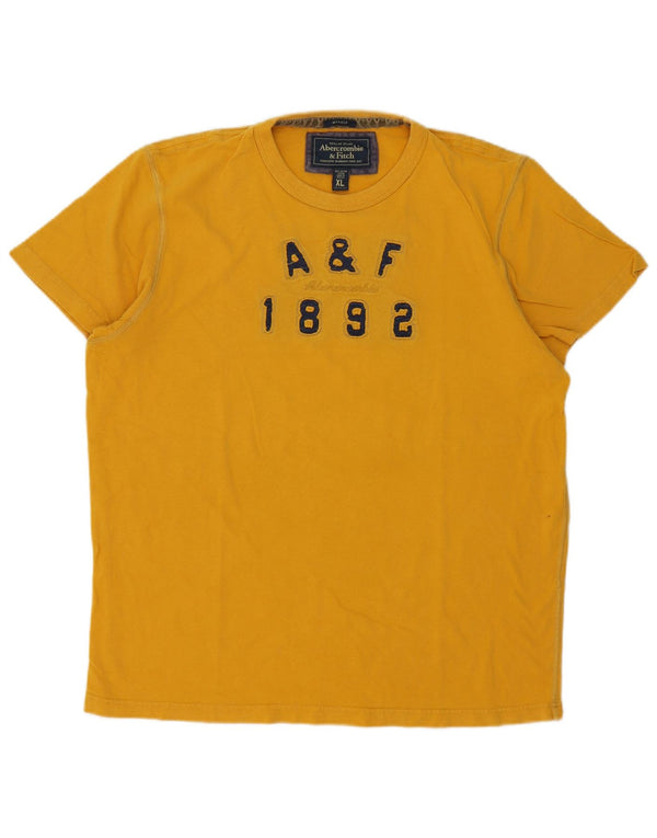 Tricou grafic Abercrombie & Fitch Muscle Fit pentru bărbați Top XL Bumbac galben
