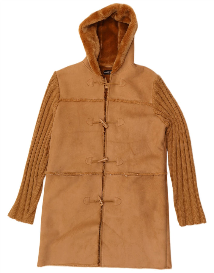 Palton Sherpa Vintage pentru femei cu glugă UK 14 Poliester maro mediu