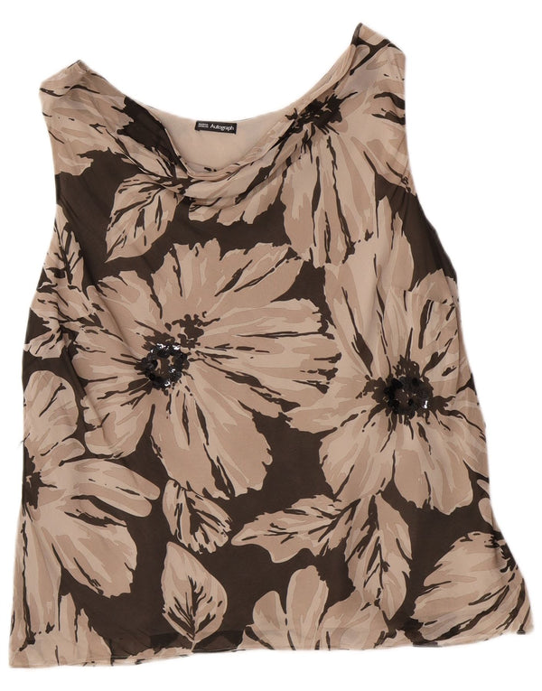 Bluză obișnuită fără mâneci pentru femei Marks & Spencer UK 20 2XL Maro Floral