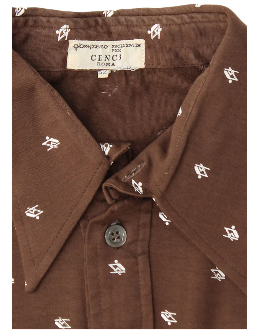 VINTAGE Cămașă pulover cu mânecă scurtă pentru femei IT 52 2XL Maro Geometric