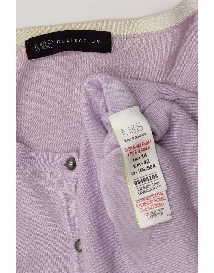 MARKS & SPENCER Pulover cardigan pentru femei UK 14 Viscoză violet mediu