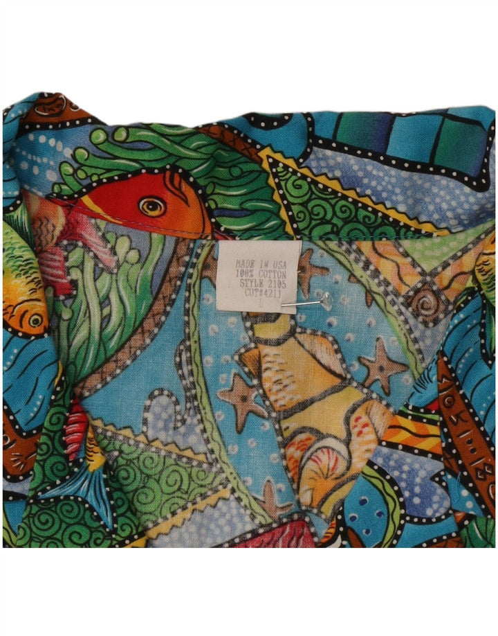 Cămașă vintage cu mânecă scurtă pentru bărbați, mare, multicoloră