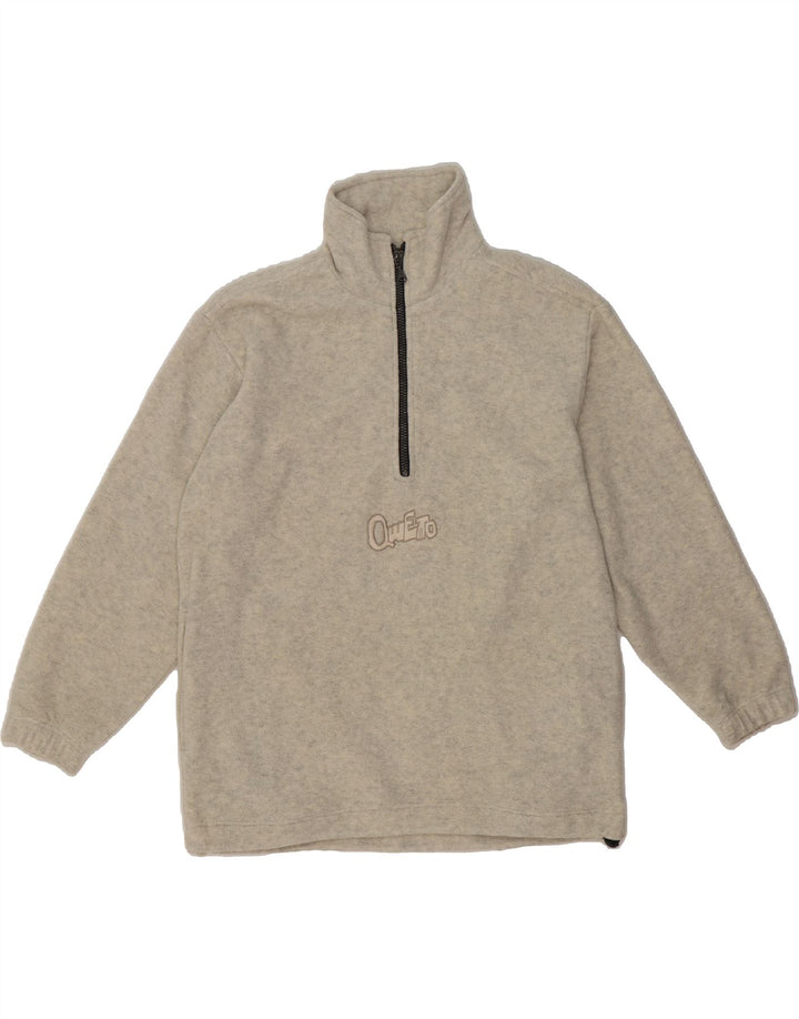 VINTAGE Mens Zip Neck Fleece Jumper Small Beige Polyester Vintage Vintage and Second-Hand Vintage from Messina Hembry 