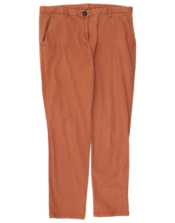 Pantaloni chino subțiri pentru femei Benetton UK 12 Medium L32 L27 Bumbac portocaliu