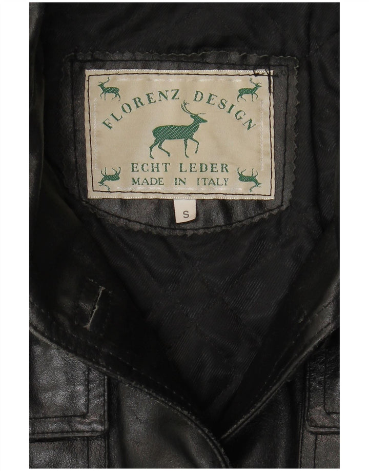 Jachetă de piele vintage pentru femei UK 10 Mic din piele neagră