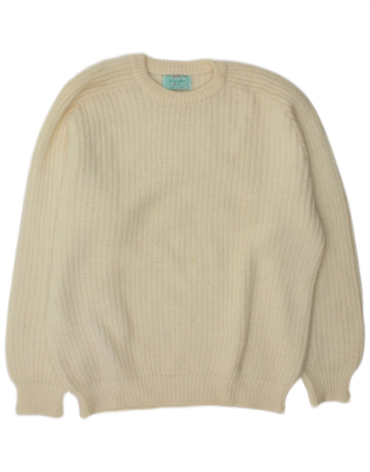 Pulover pentru bărbați Benetton, cu gât de barcă, XL, alb