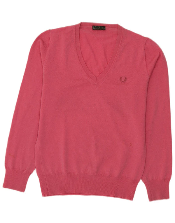 Pulover cu decolteu în V Fred Perry pentru femei UK 12 Roz mediu