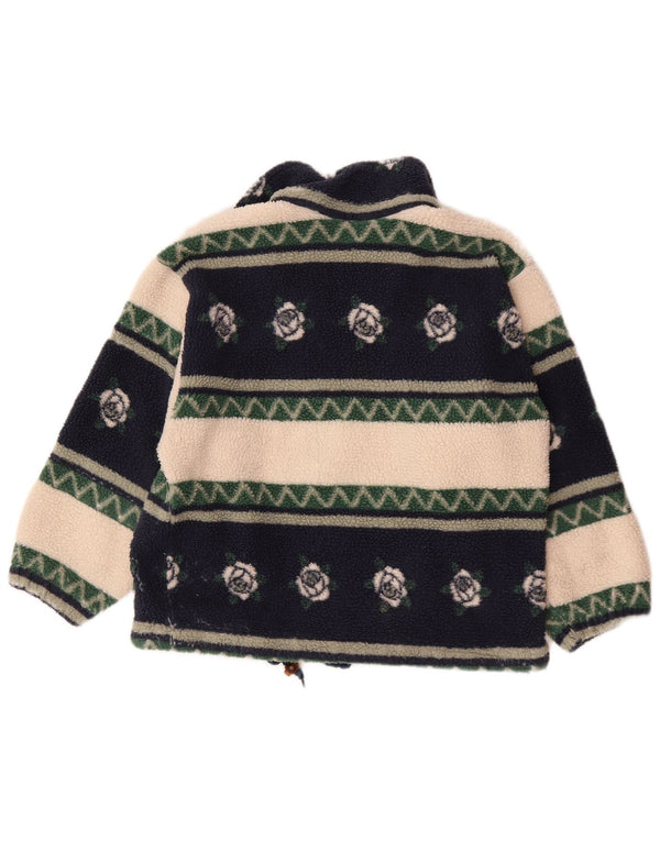 Pulover din lână vintage pentru femei, cu fermoar și gât, UK 18 XL, multicolor, floral