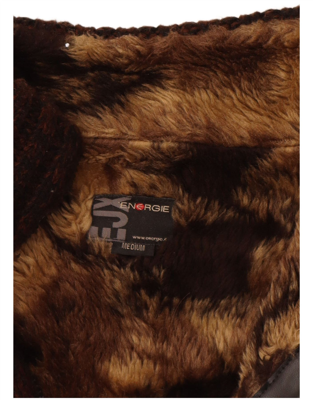 Pulover cardigan Sherpa Energie pentru bărbați, maro mediu, cu dungi acrilice