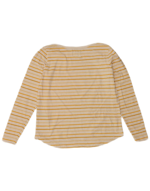 Fat Face Top pentru femei cu mânecă lungă UK 10 Small Yellow Striped Bumbac