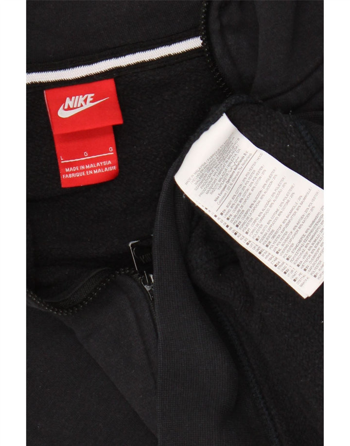 Pulover Nike pentru bărbați, cu fermoar, bumbac mare, negru