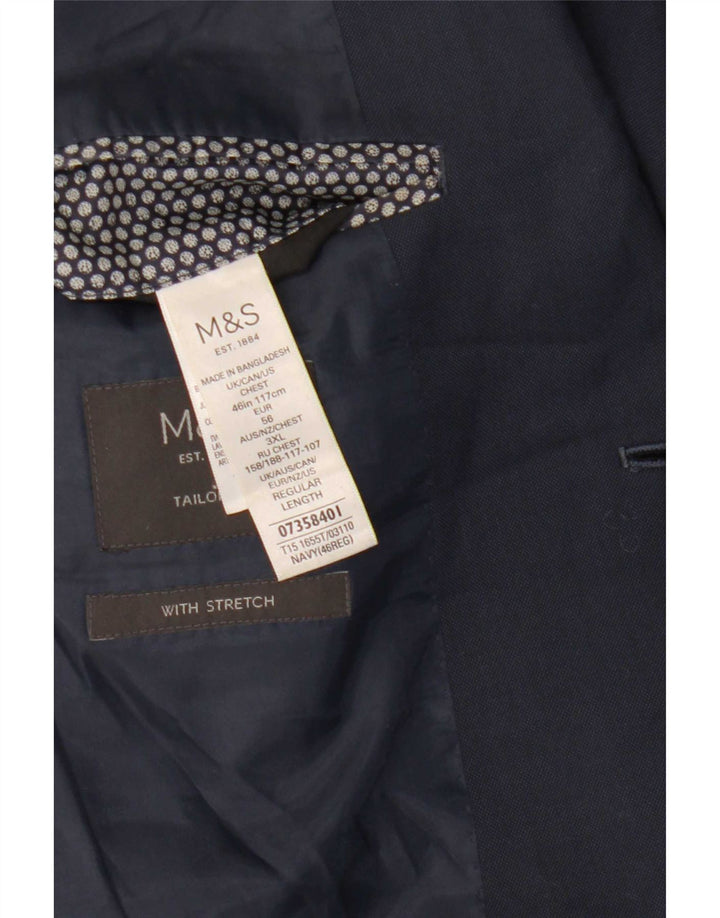 Jachetă pentru bărbați Marks & Spencer, cu 2 nasturi, Marea Britanie 46 3XL, poliester bleumarin