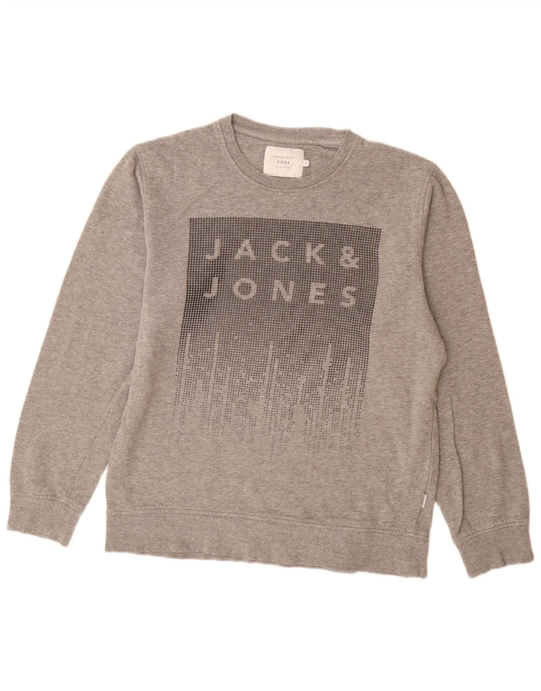 Pulover cu grafic pentru bărbați Jack & Jones Pulover mare din bumbac gri
