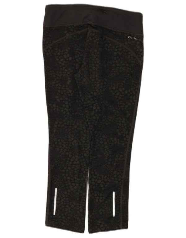 Leggings capri Nike Dri Fit pentru femei UK 8 Small Negru Poliester geometric