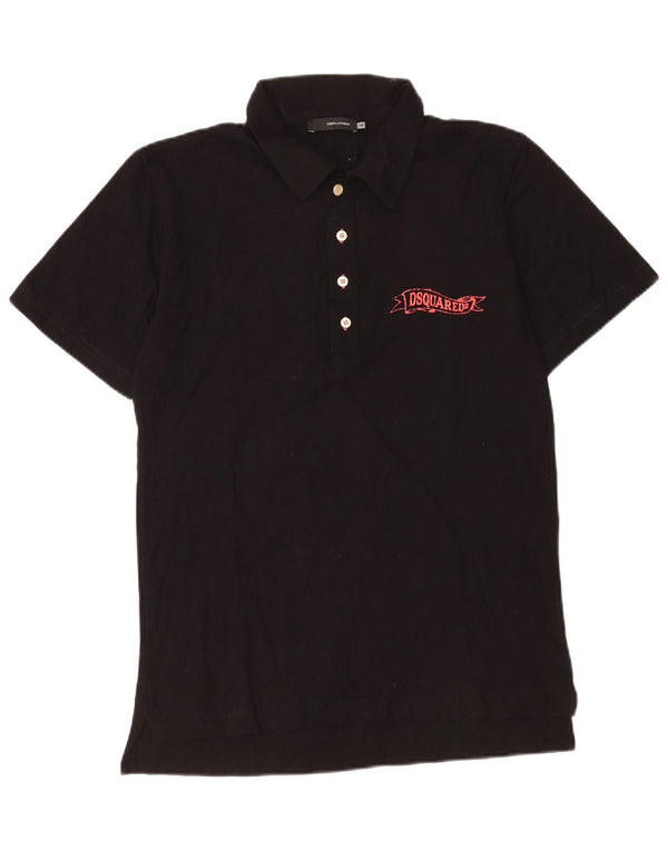 Tricou polo cu grafic Dsquared2 pentru bărbați, bumbac negru mediu