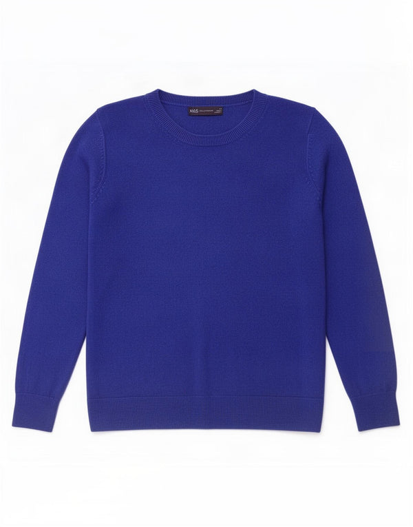 Pulover pentru femei Marks & Spencer cu decolteu triplu UK 14 Medium Blue Acrylic