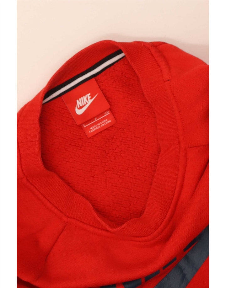 Pulover de hanorac supradimensionat pentru femei Nike, UK 10, roșu mic