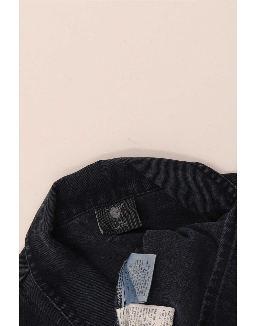 Jachetă vintage pentru femei, cu 2 nasturi, cu paragate, UK 20 2XL, bleumarin, Lyocell