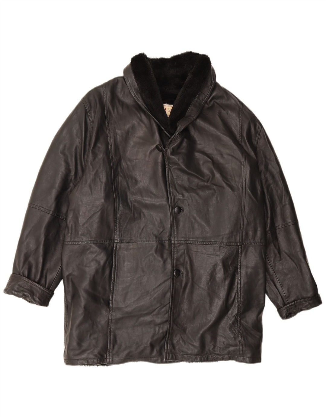 Jachetă din shearling pentru bărbați, UK 42 XL, piele neagră