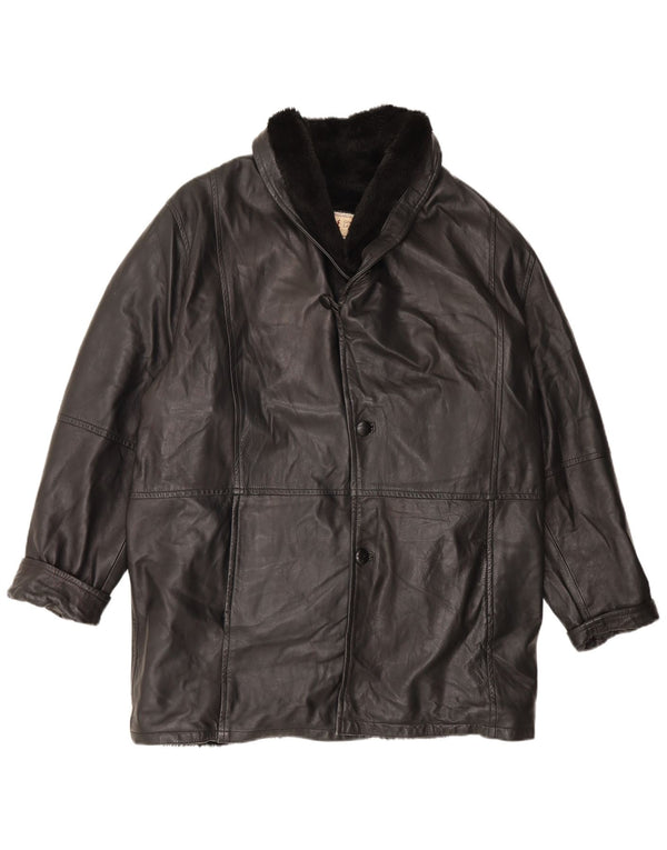 Jachetă din shearling pentru bărbați, UK 42 XL, piele neagră