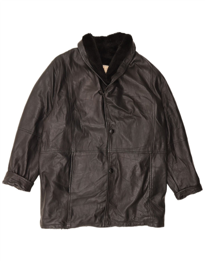 Jachetă din shearling pentru bărbați, UK 42 XL, piele neagră