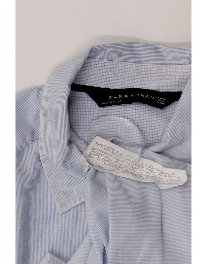 Cămașă ZARA pentru femei UK 14 Medium Blue Pinstripe Bumbac