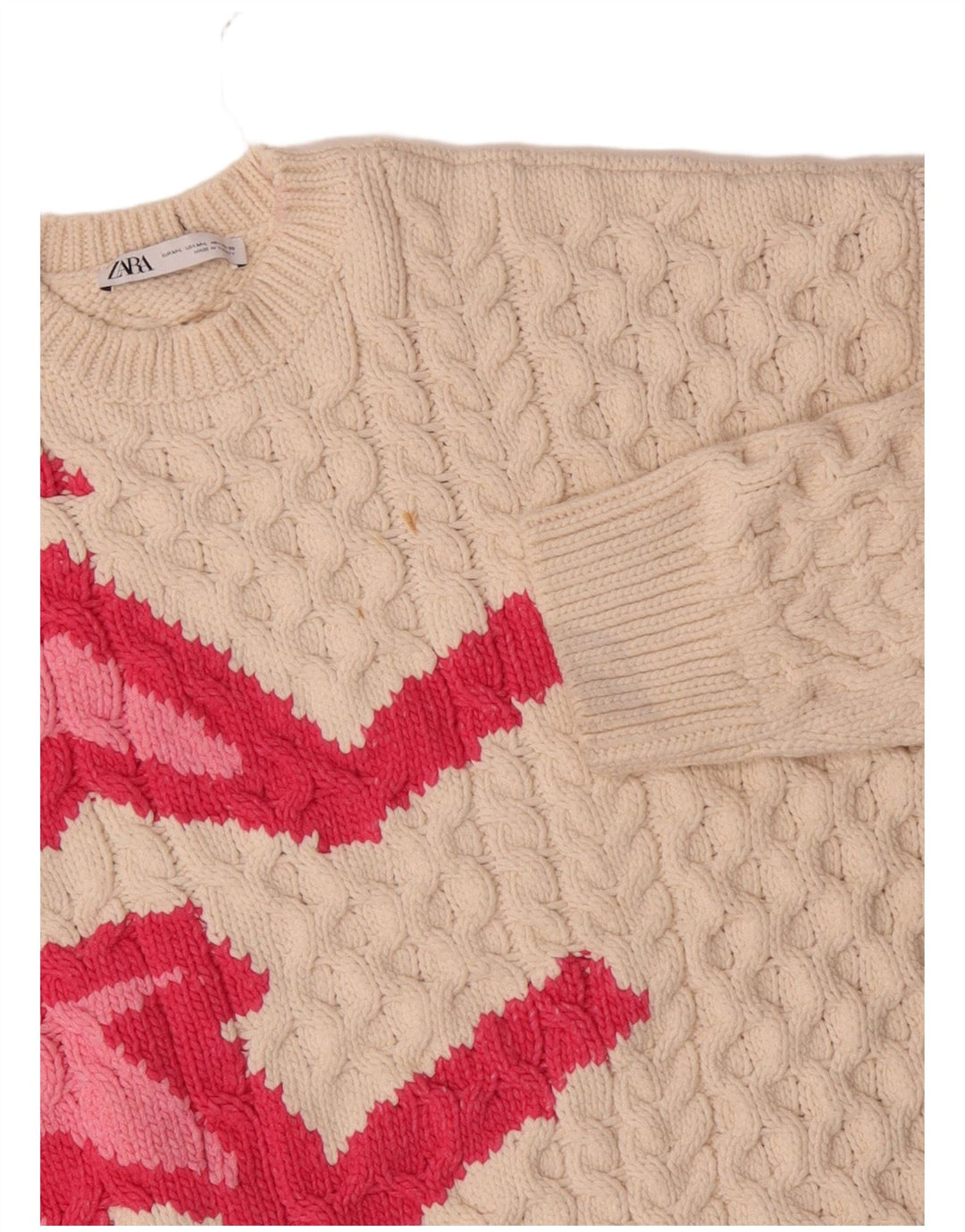 Pulover pentru femei Zara, cu gâtul turn, UK 14 Poliester alb mediu mediu