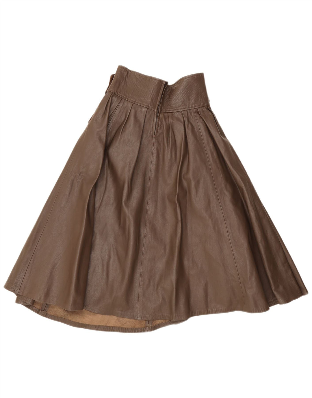 Fusta evazată din piele vintage pentru femei IT 42 Medium W26 maro