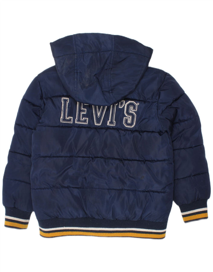 Jachetă căptușită cu glugă cu grafică Levi's pentru băieți, 7-8 ani, poliester bleumarin