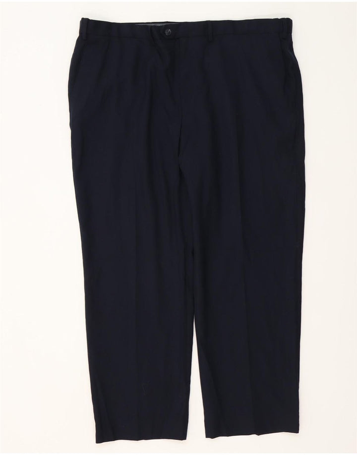 MARKS & SPENCER Pantaloni de costum pentru bărbați, cu tăiere obișnuită, L42 L29 Lână bleumarin