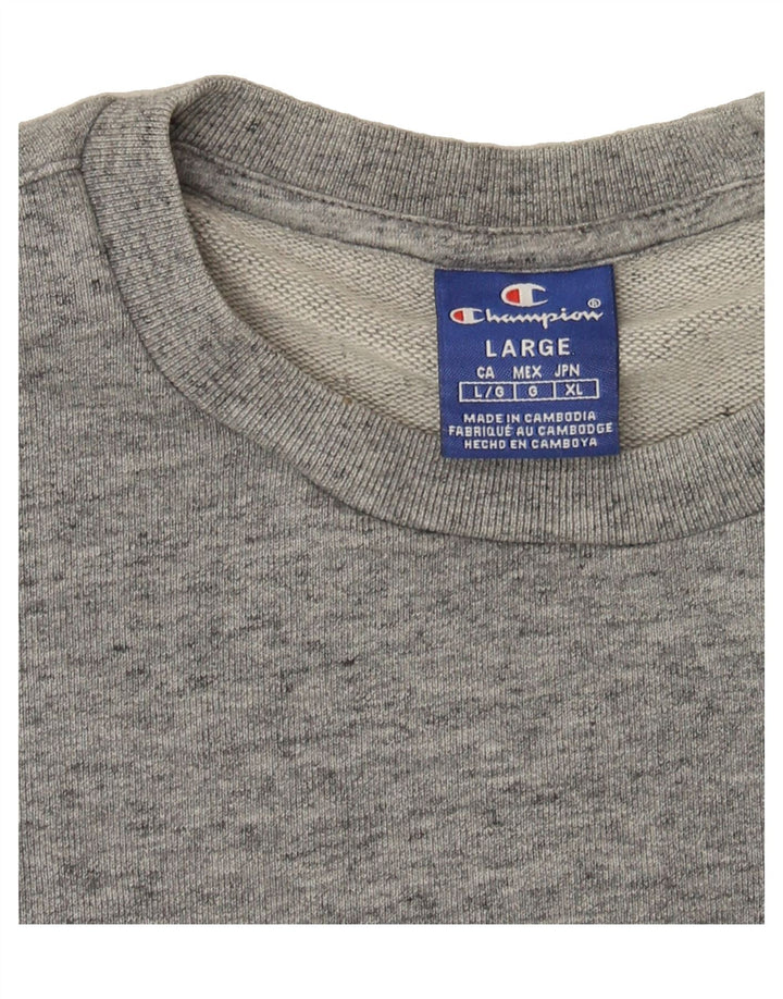 CHAMPION Womens Graphic Sweatshirt Jumper UK 16 Large Grey Flecked Vintage Champion and Second-Hand Champion from Messina Hembry 