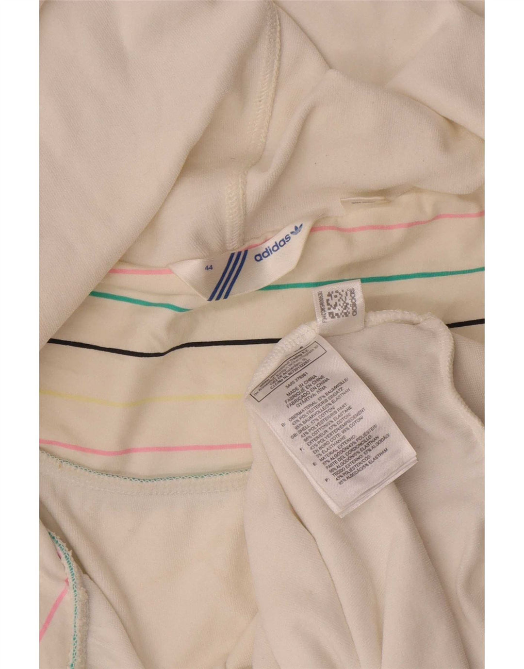 Pulover Adidas pentru femei, cu fermoar, IT 44, bumbac alb mediu