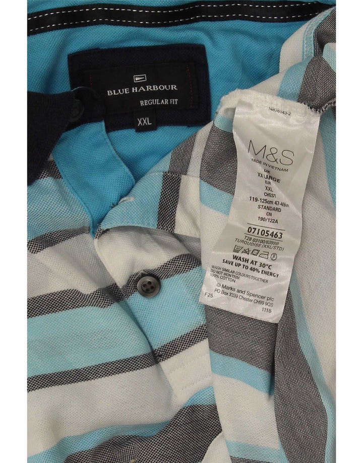 Tricou polo pentru bărbați Marks & Spencer Blue Harbour 2XL, cu dungi multicolore