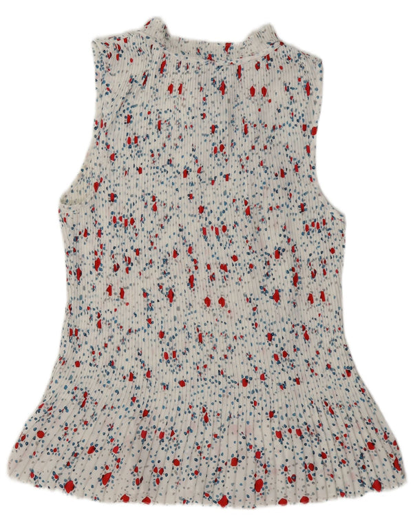 Bluză Dkny pentru femei, fără mâneci, cu cravată în față, UK 18 XL, poliester floral alb