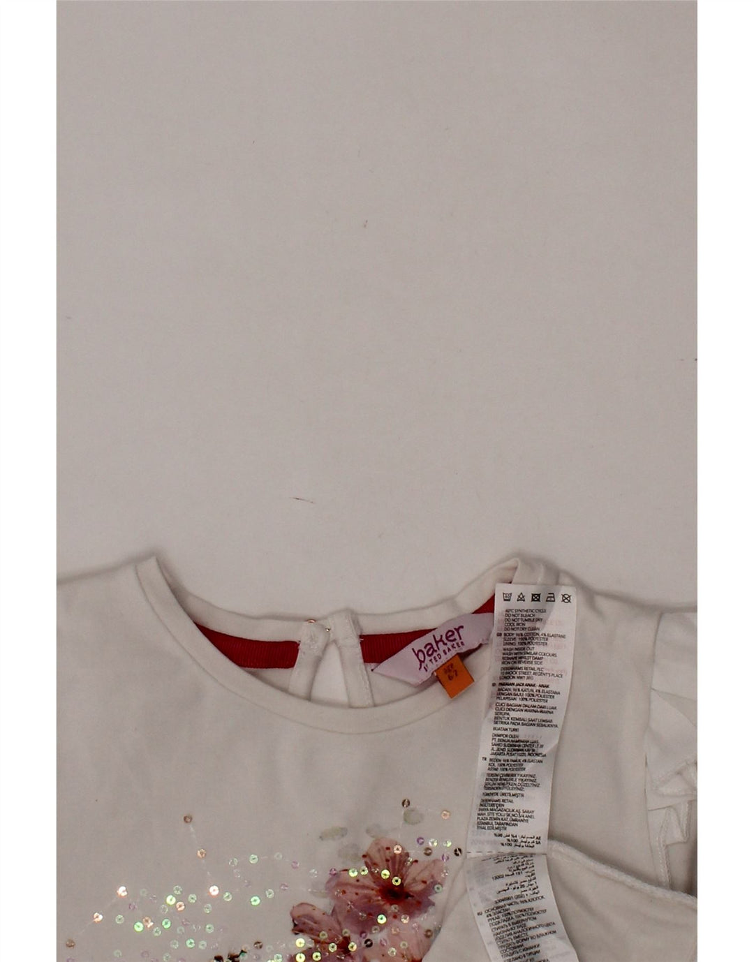 TED BAKER Fete Bluză Grafică Top 6-7 Ani Bumbac Floral Alb